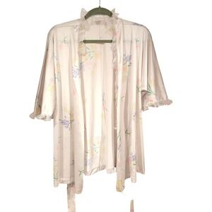 Vintage Jolie Two Floral Robe Womens Open‎ Front Lightweight Jacket Cover Up